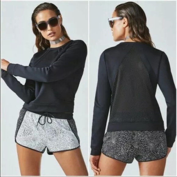 Fabletics Rory Mesh Black Neoprene Sweat Top S - Picture 1 of 8